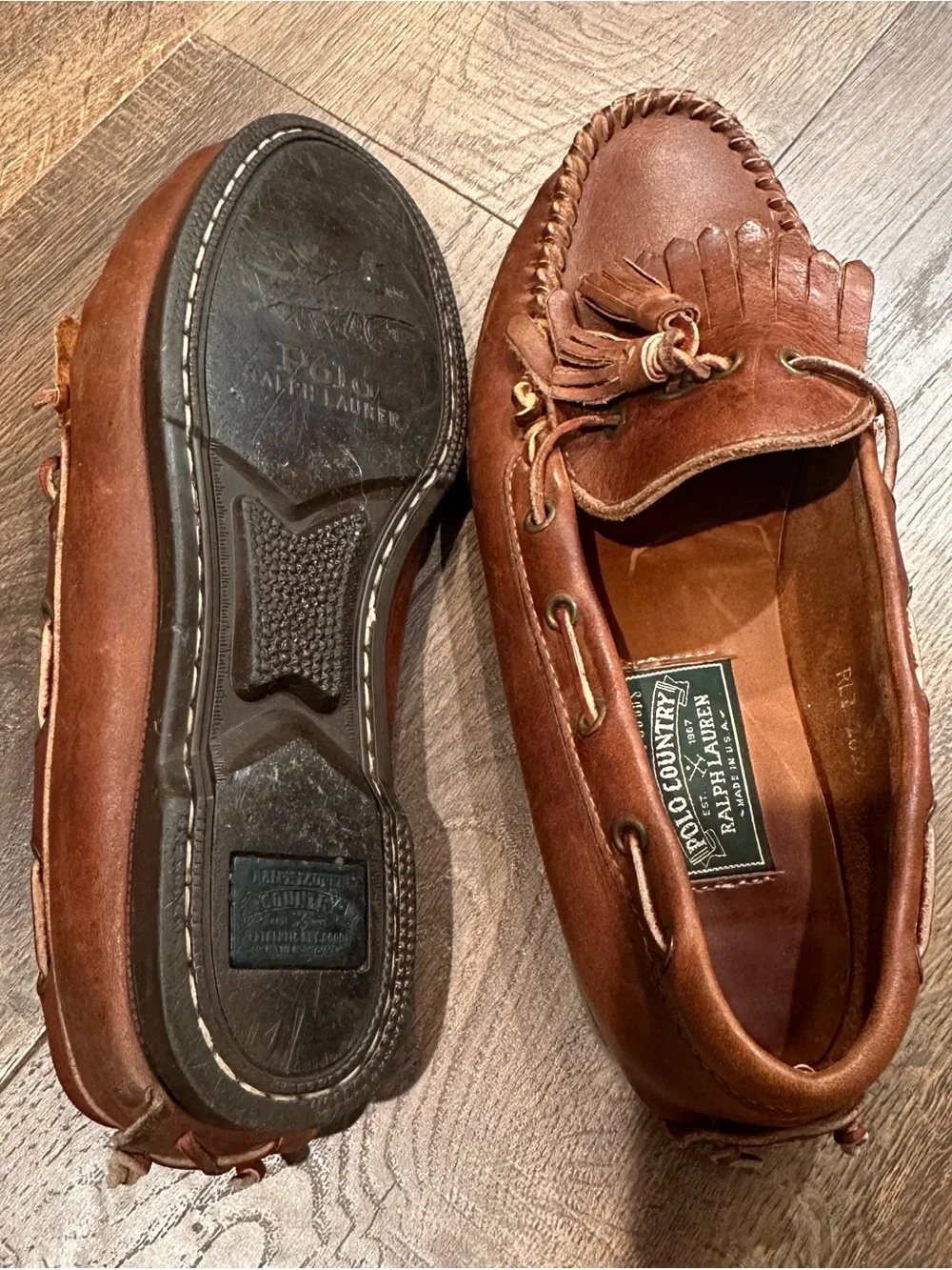 Vintage Ralph Lauren Cognac Leather Tassel Kiltie Loafers
